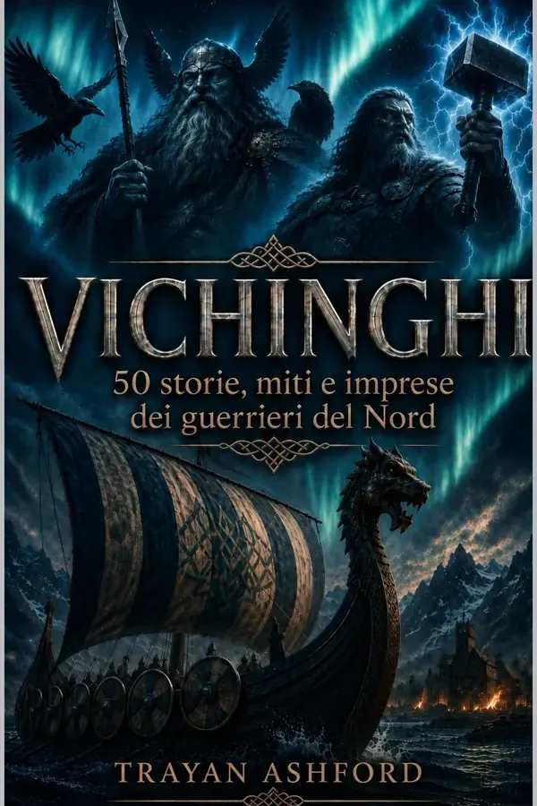 Copertina dell'ebook VICHINGHI: 50 storie, miti e imprese dei guerrieri del Nord di Trayan Ashford